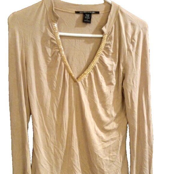pierre cardin Womans Blouse beige size small long sleeve v neck - Picture 2 of 4